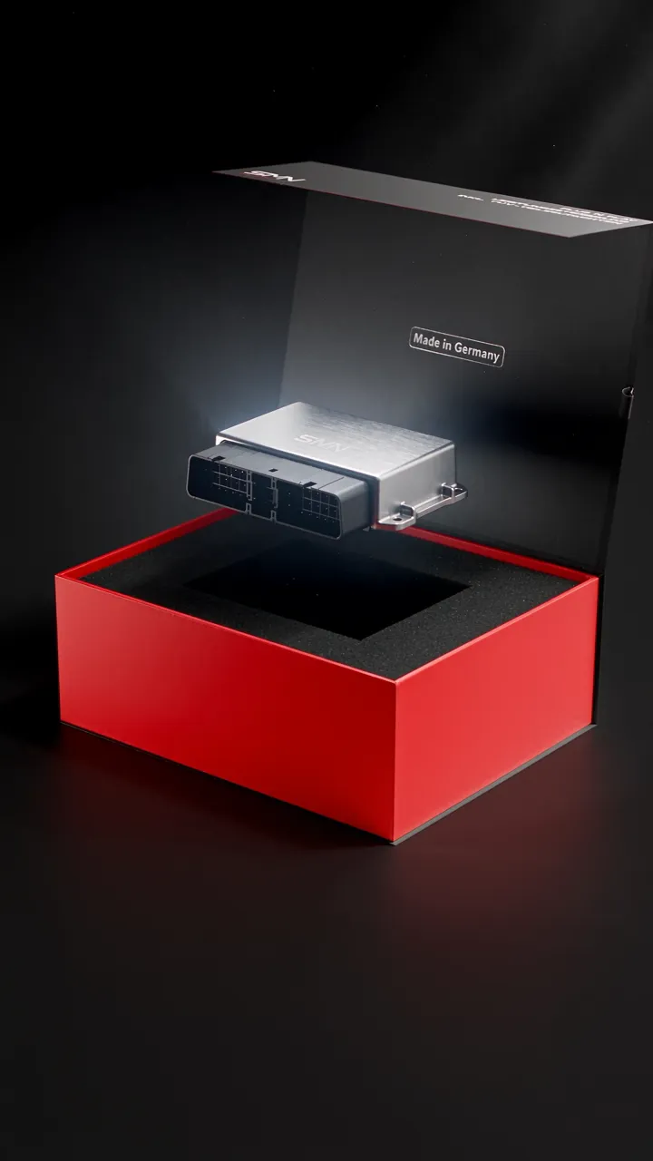 Die SMN Power Pack Box öffnet sich, das Zusatzsteuergerät schwebt heraus